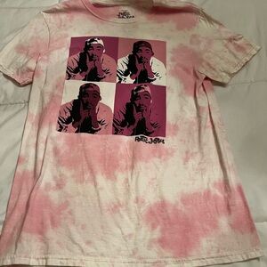 Poetic Justice MEDIUM Pink Graphic Tee T shirt pink Tie Dye